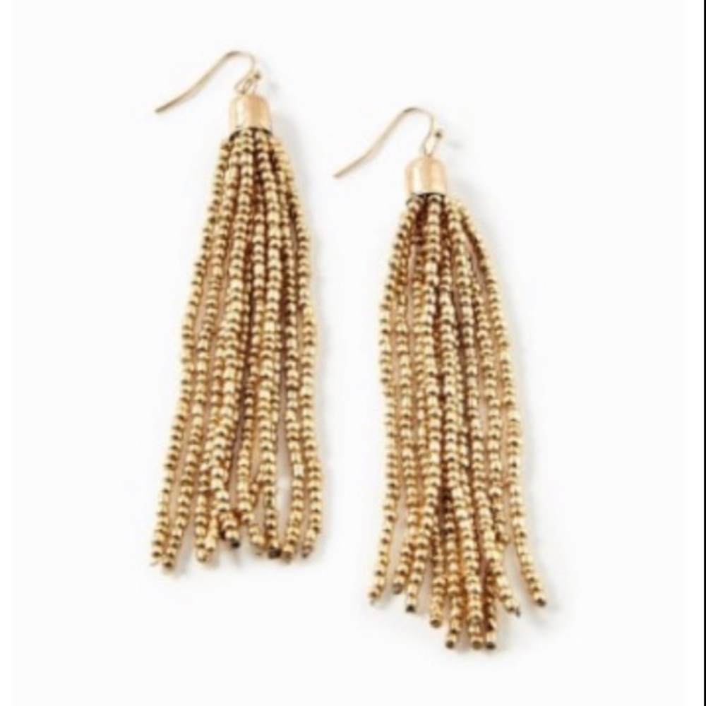 HM H&M BOHO OVERSIZED GOLD BEADED TASSEL EARRINGS